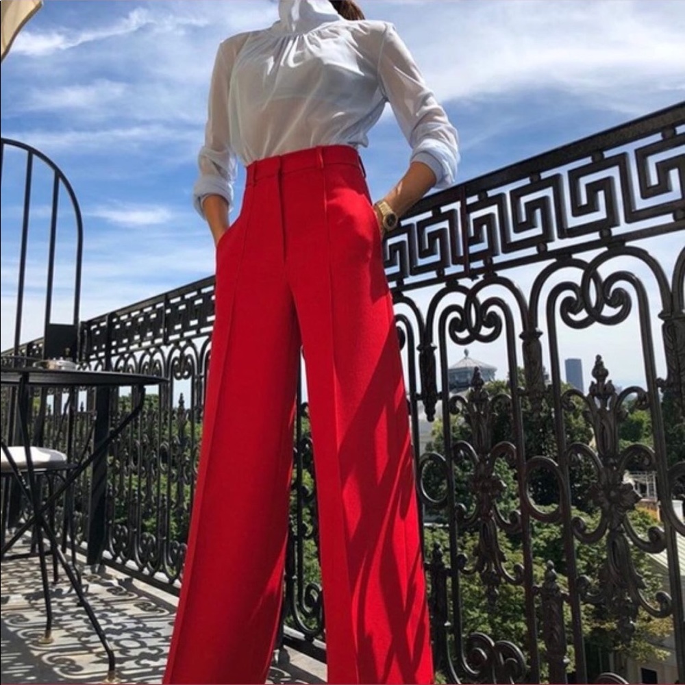Zara Red Flare Pants